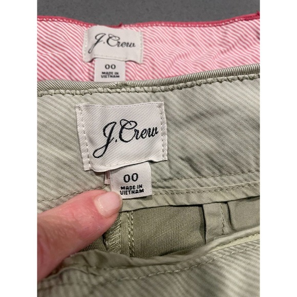 Lot of 2 J.CREW Women's Chino Shorts Size 00 Pink Olive Green Classic Casual - Picture 4 of 16